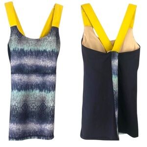 PrismSport Tie Dye Ombré Blue and Yellow Mermaid Tank Beach Padded Tank – SZ S